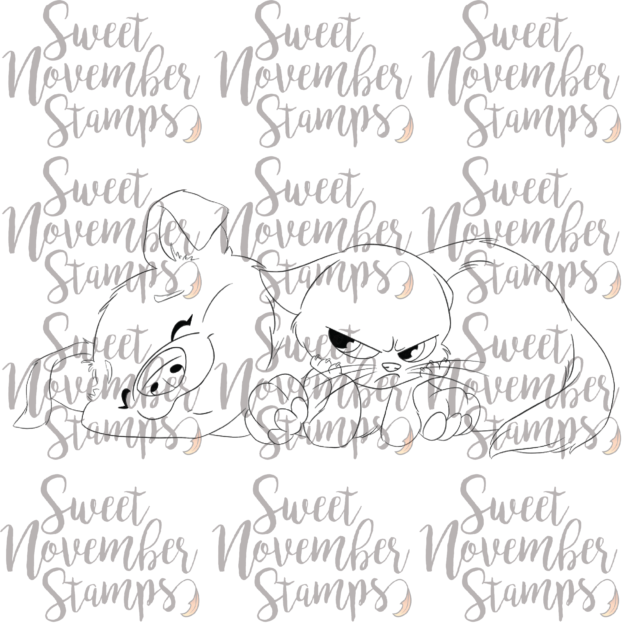 Digital Stamp - Scrappy and Sulky: Snuggle Time