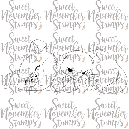 Digital Stamp - Scrappy and Sulky: Snuggle Time