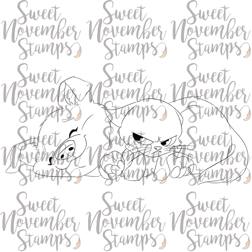 Digital Stamp - Scrappy and Sulky: Snuggle Time