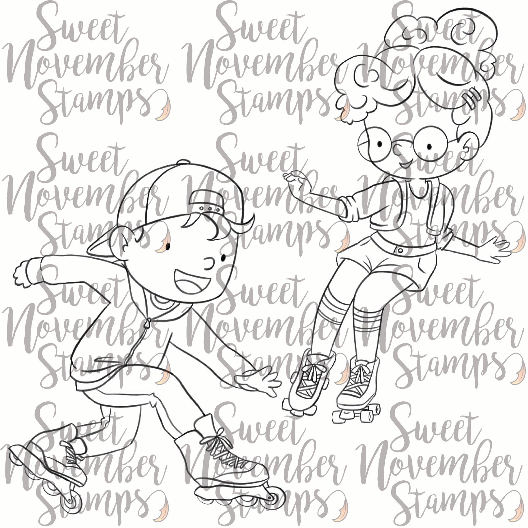 Digital Stamp - On the Go: Skating Austen and Kim