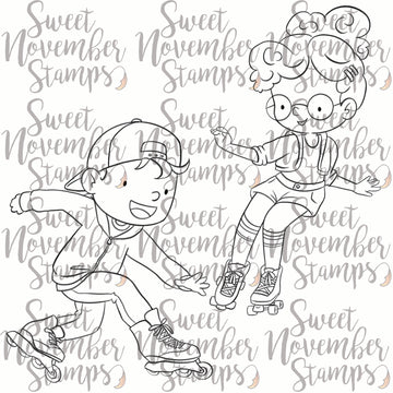 Digital Stamp - On the Go: Skating Austen and Kim