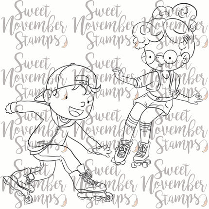 Digital Stamp - On the Go: Skating Austen and Kim