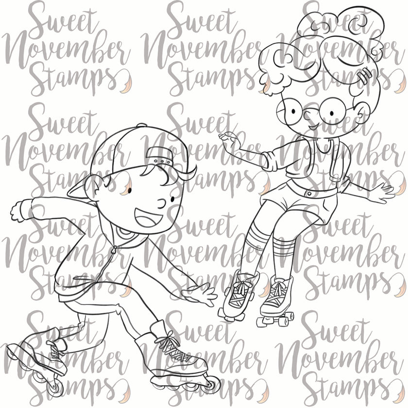 Digital Stamp - On the Go: Skating Austen and Kim