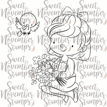 Digital Stamp - Spring Woodland: Alice and Bird