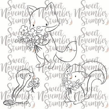 Digital Stamp - Spring Woodland: Chipmunk, Fox and Skunk