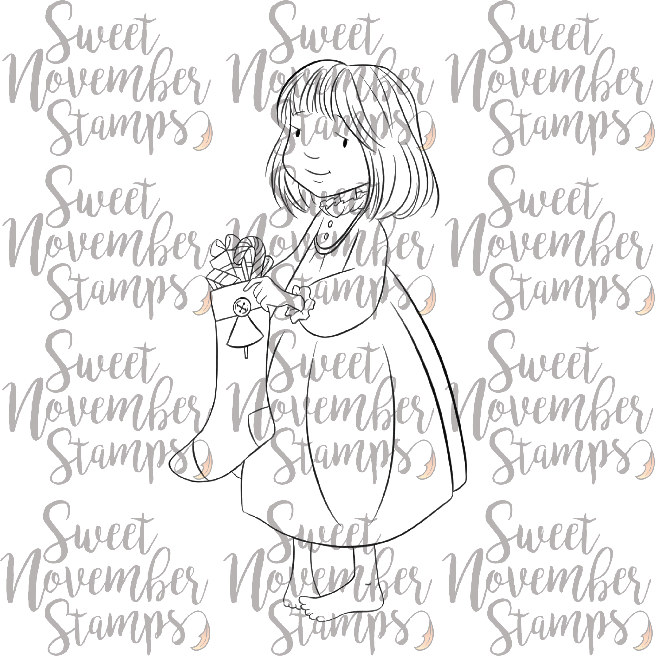 Digital Stamp - The Stockings Were Hung: Allison