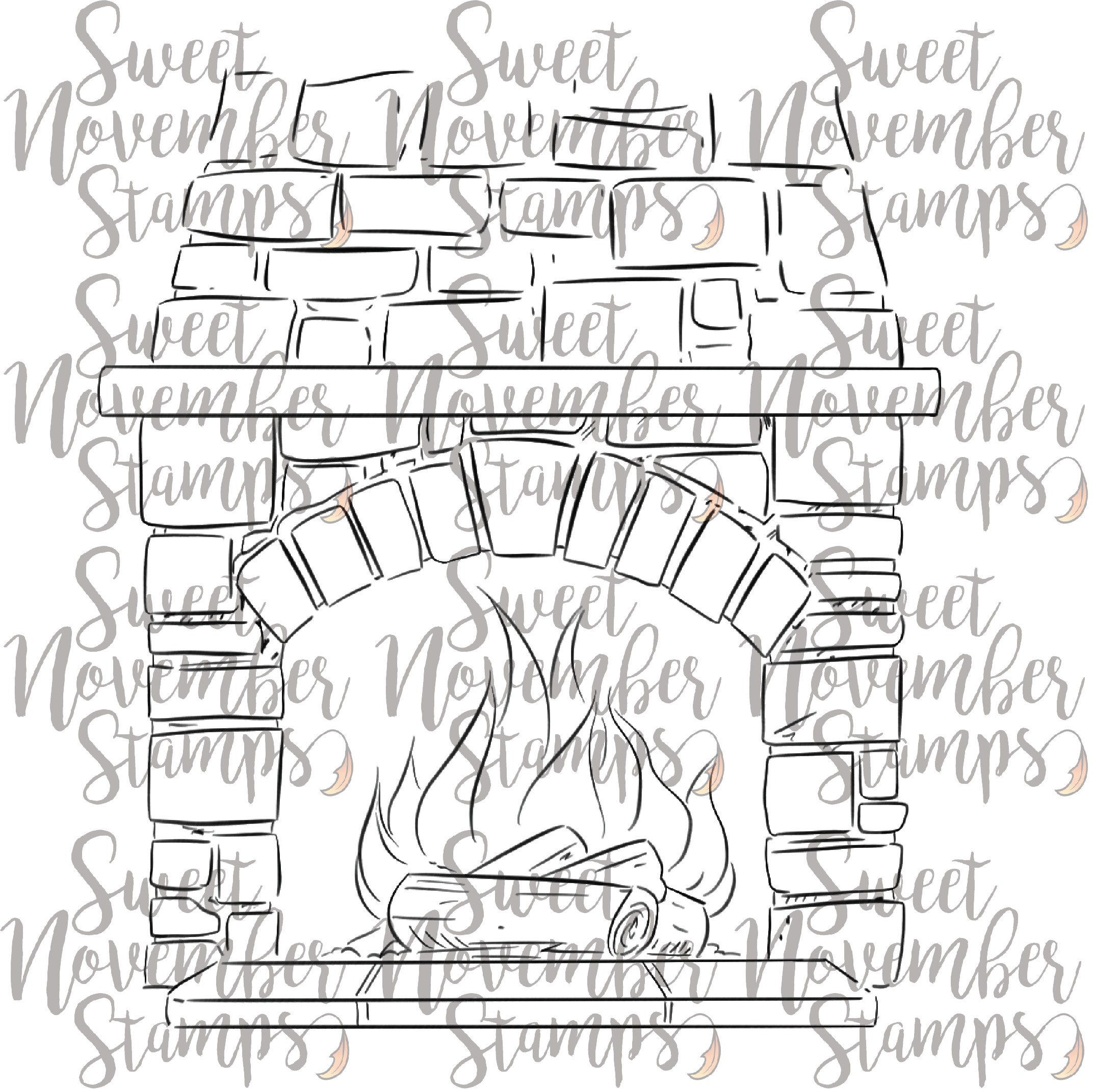 Digital Stamp - The Stockings Were Hung: Fireplace