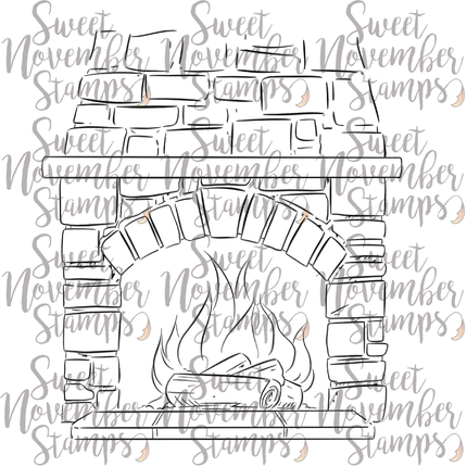 Digital Stamp - The Stockings Were Hung: Fireplace