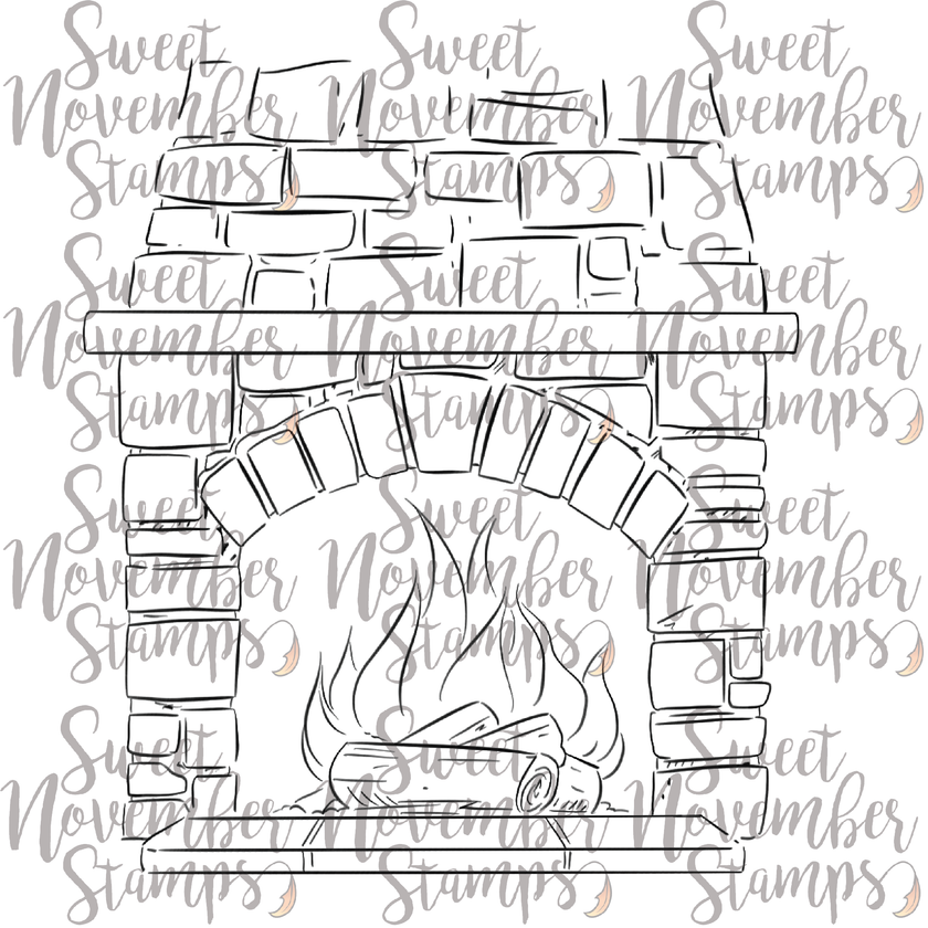 Digital Stamp - The Stockings Were Hung: Fireplace
