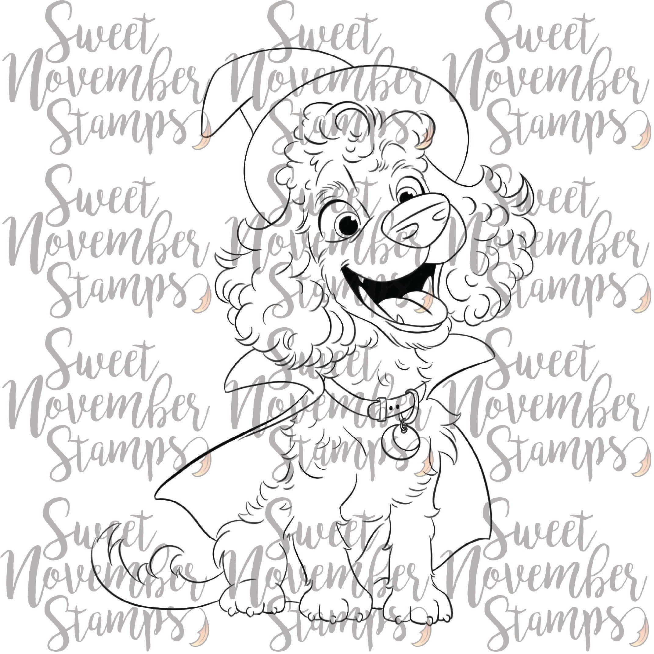 Digital Stamp - Howl-O-Ween Pups: Waffle's Witch Costume