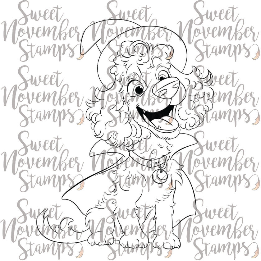 Digital Stamp - Howl-O-Ween Pups: Waffle's Witch Costume