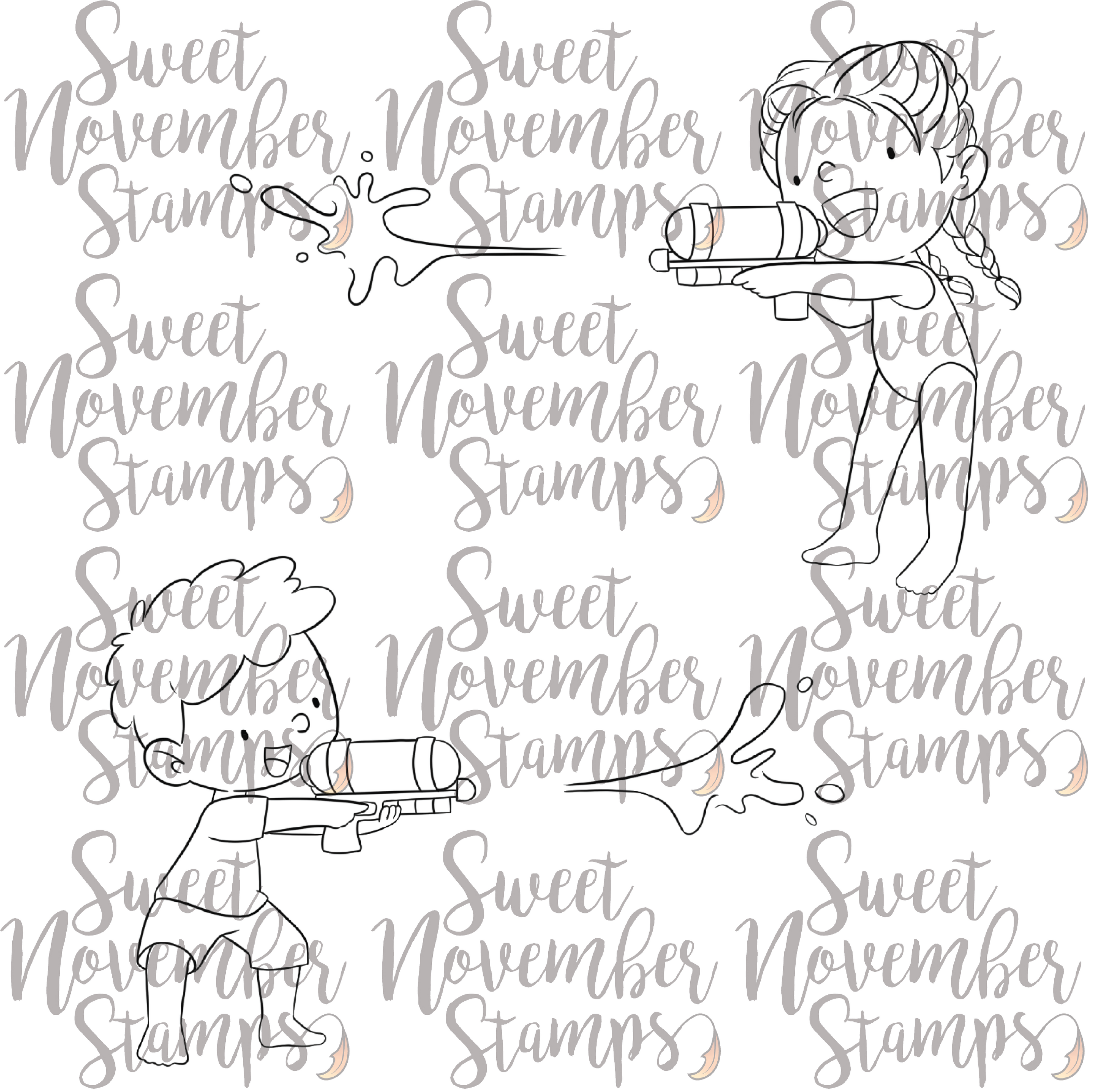 Digital Stamp - Wet and Wild Squirt Guns