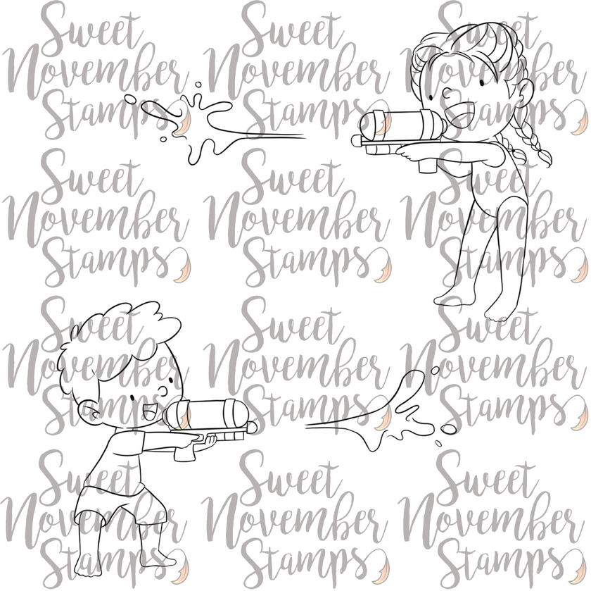 Digital Stamp - Wet and Wild Squirt Guns