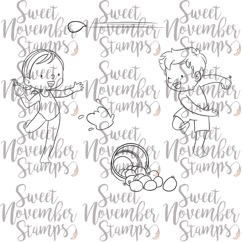 Digital Stamp - Wet and Wild Water Balloon Fight