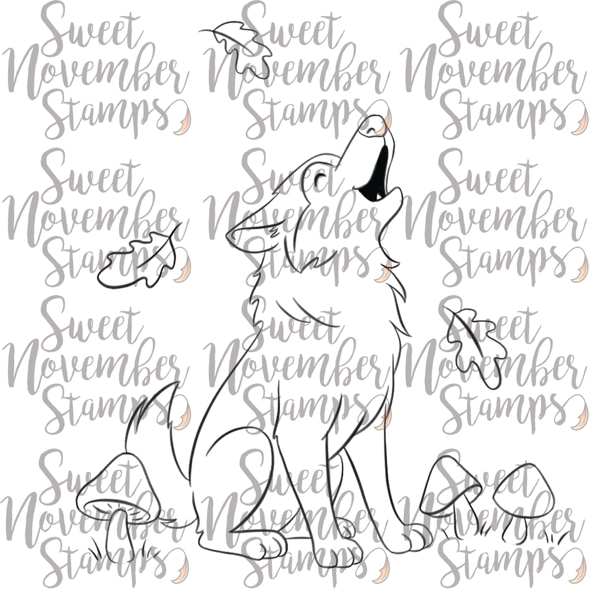 Digital Stamp - Fall Woodland: Wolf