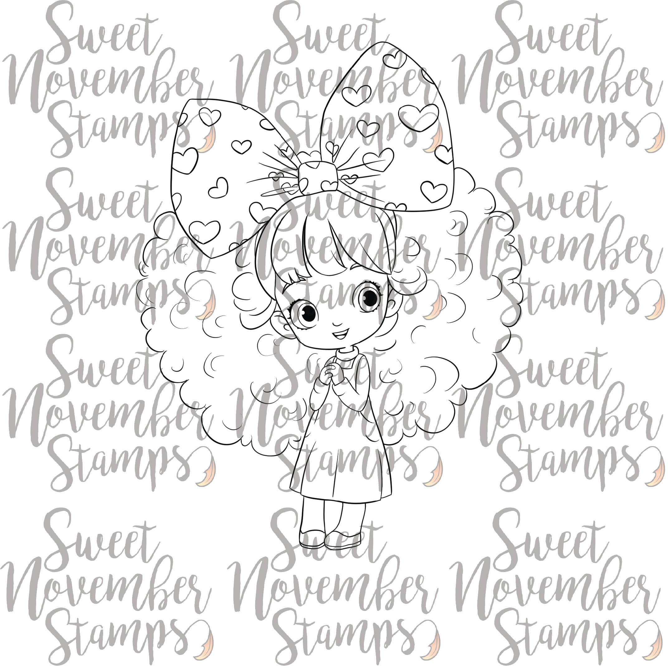 Digital Stamp - Hearts and Bows: Helena Hearts