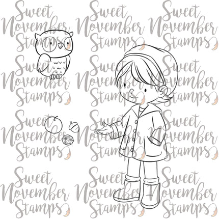 Digital Stamp - Spring Woodland: Tara and Owl