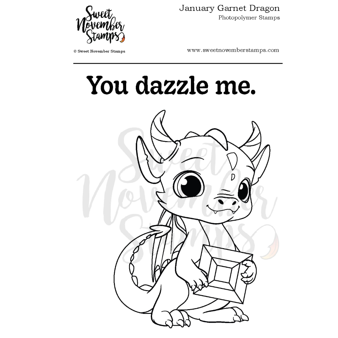 Clear Stamp Set - January Garnet Dragon
