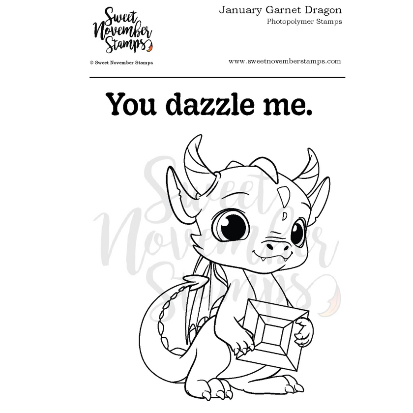 Clear Stamp Set - January Garnet Dragon