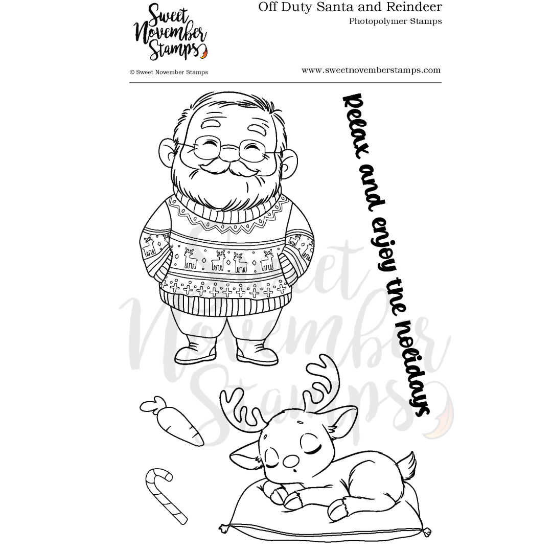 Clear Stamp Set - Off Duty Santa and Reindeer