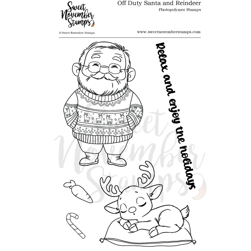 Clear Stamp Set - Off Duty Santa and Reindeer