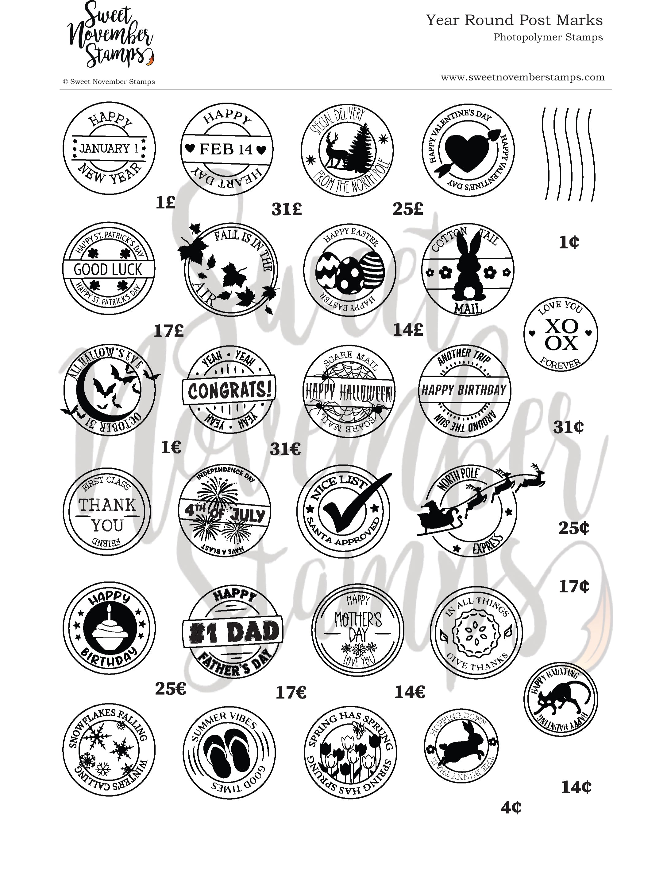 Clear Stamp Set - Year Round Post Marks