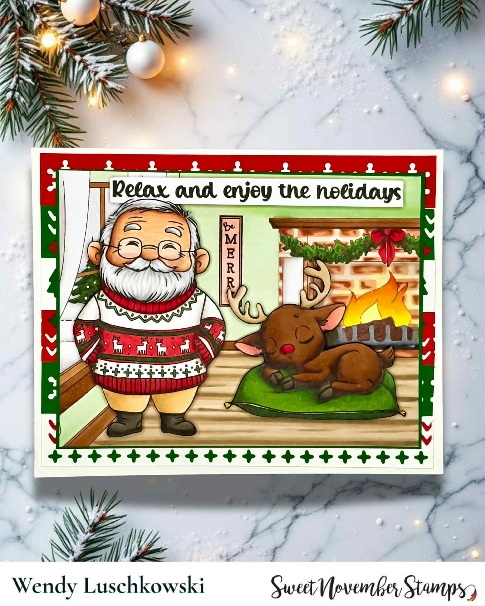 Clear Stamp Set - Off Duty Santa and Reindeer