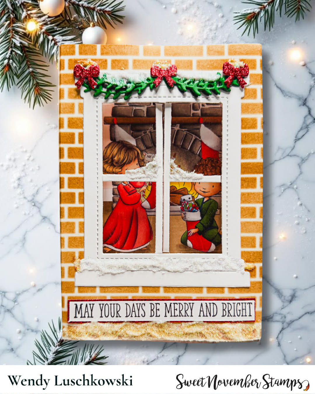 Digital Stamp - The Stockings Were Hung: Fireplace