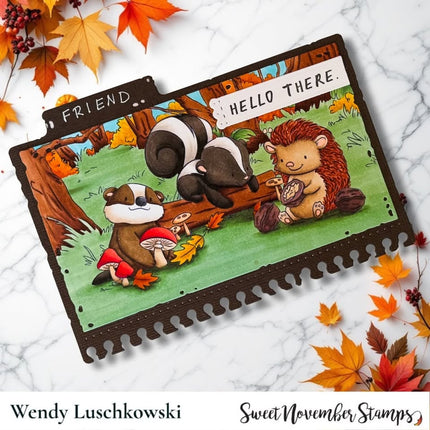 Digital Stamp - Fall Woodland: Badger, Hedgie and Deer