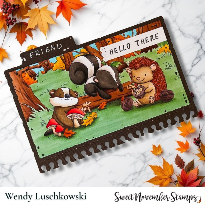 Digital Stamp - Fall Woodland: Badger, Hedgie and Deer