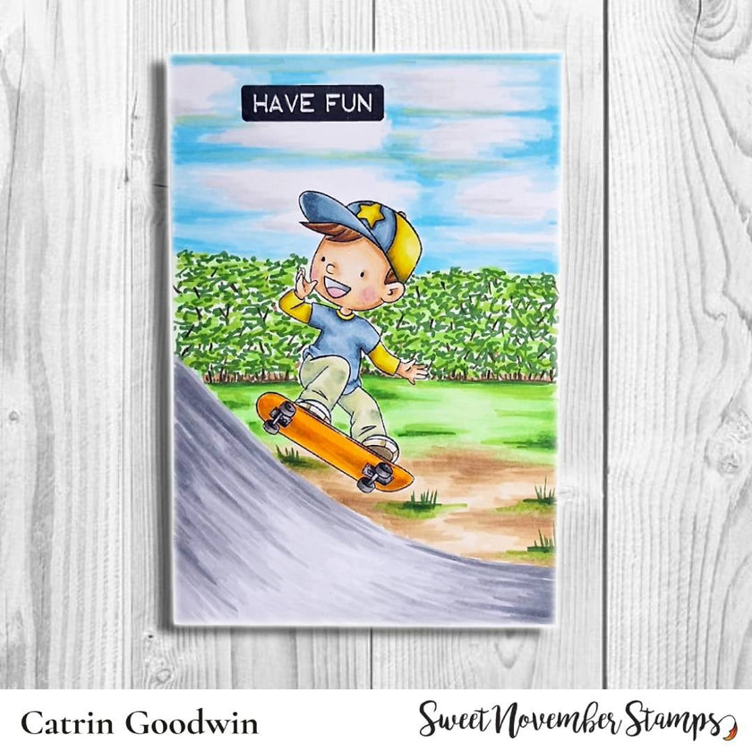 Digital Stamp - On the Go: Skateboard Roxie and Tony