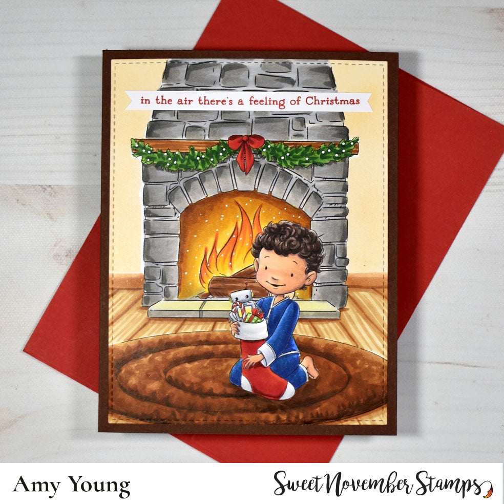 Digital Stamp - The Stockings Were Hung: Fireplace