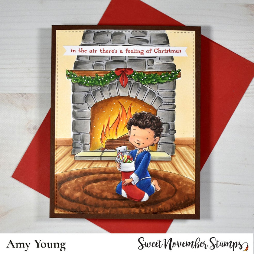 Digital Stamp - The Stockings Were Hung: Fireplace