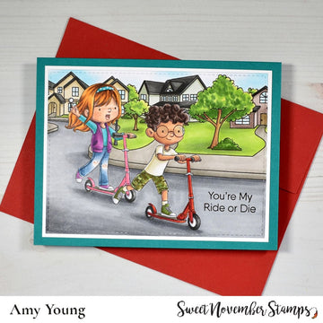 Digital Stamp - On the Go: Kick Scooter Kyle and Marcie