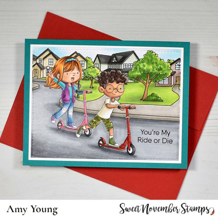 Digital Stamp - On the Go: Kick Scooter Kyle and Marcie