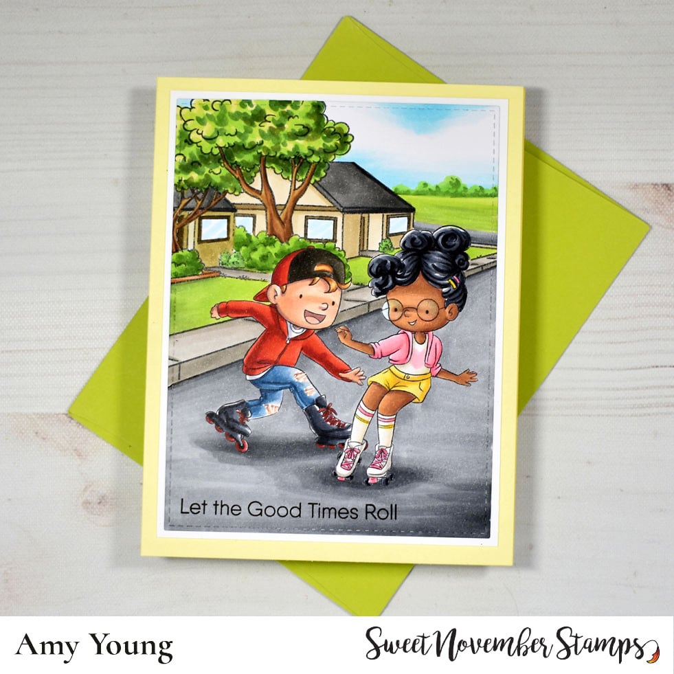 Digital Stamp - On the Go: Skating Austen and Kim