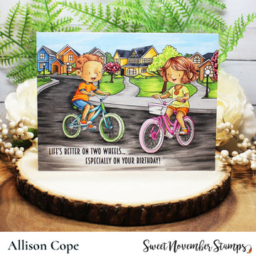 Digital Stamp - On the Go: Bicycle Connor and Jenny