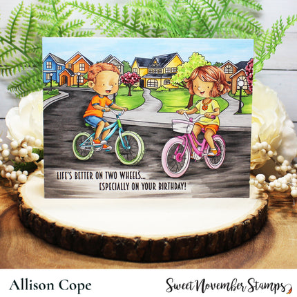 Digital Stamp - On the Go: Bicycle Connor and Jenny