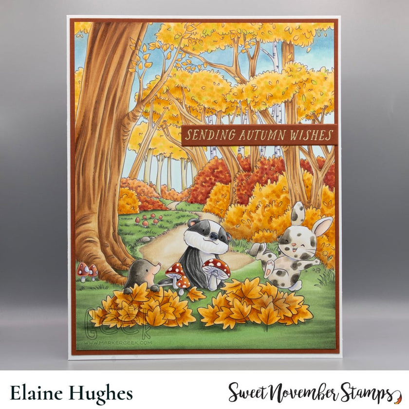 Digital Stamp - Fall Woodland: Badger, Hedgie and Deer
