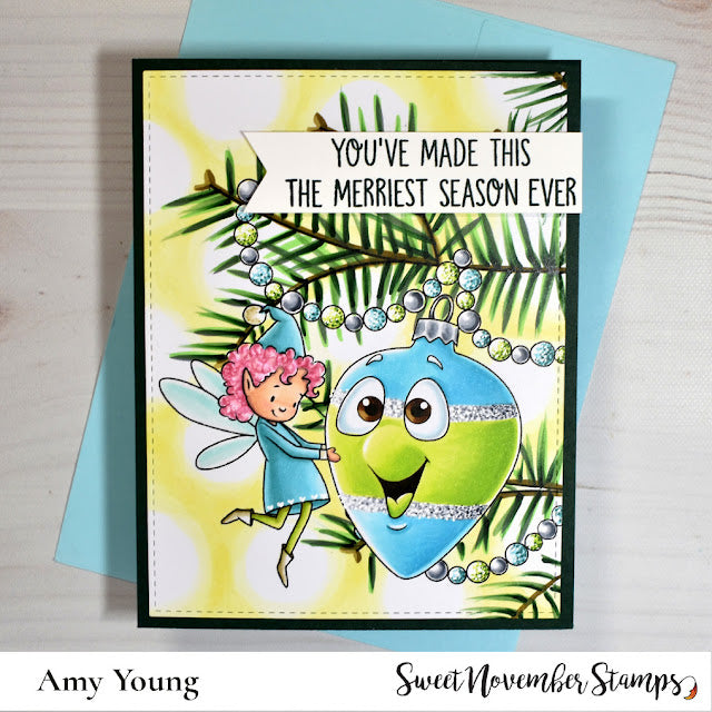 Digital Stamp - Happy Tree Ornament: Teardrop