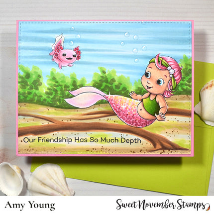 Digital Stamp - Merbabies: Wave and Happy