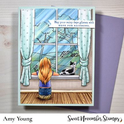 Digital Stamp: Spring is Back: Girl Kneeling