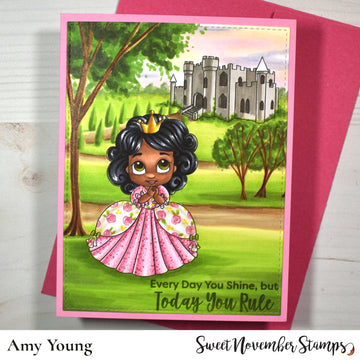 Digital Stamps - Little Princesses: Meadow Pathway and Castle Background Builder