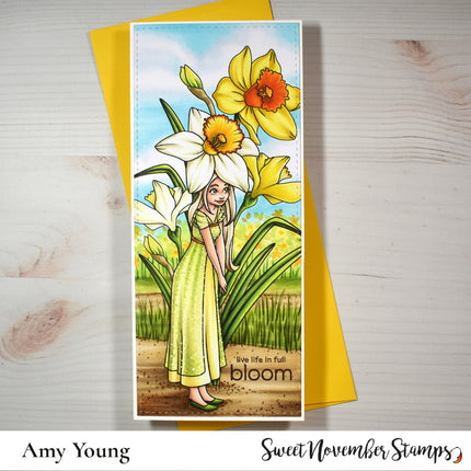 Digital Stamp - Spring Flower Faes: Daffodil