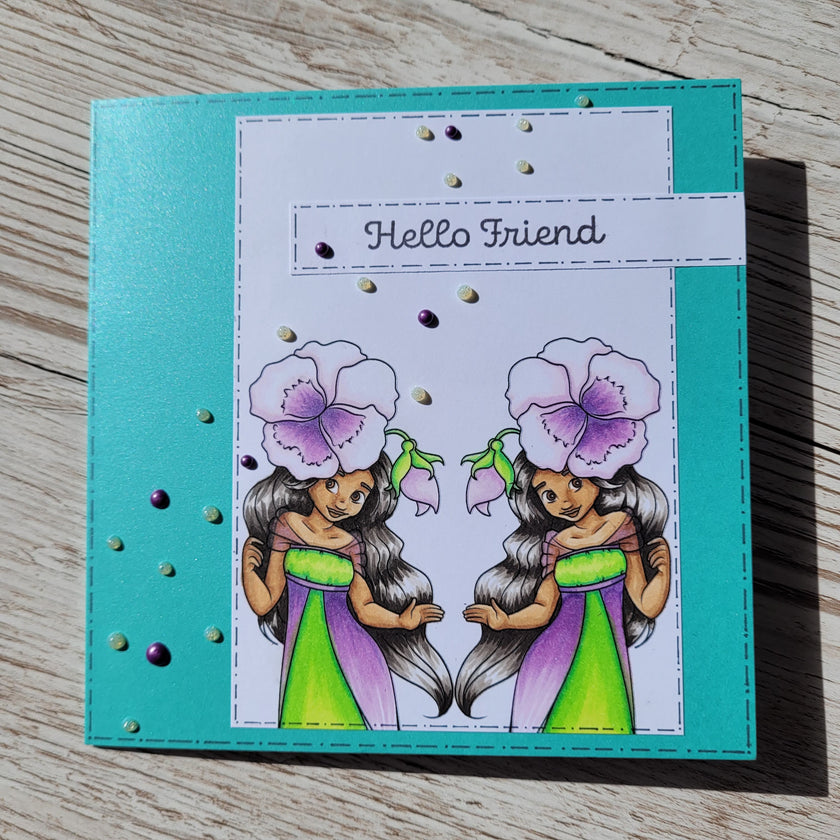 Digital Stamp - Spring Flower Faes: Pansy