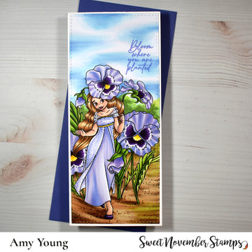 Digital Stamp - Spring Flower Faes: Pansy