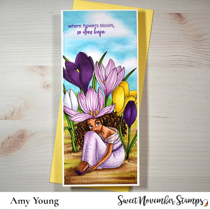 Digital Stamp - Spring Flower Faes: Crocus