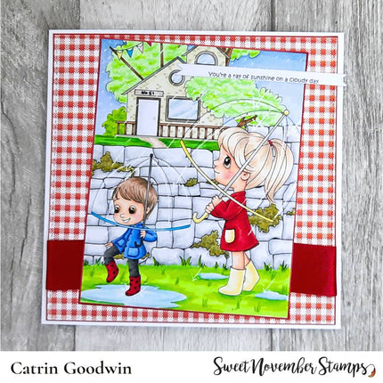 Digital Stamp - Umbrella Kids: Regen