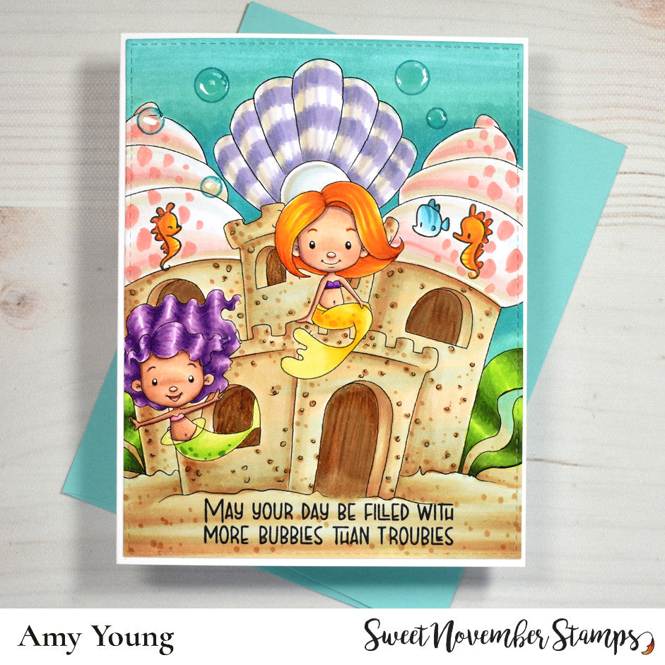 Digital Stamp - The Guppies: Sandcastle Background Builder