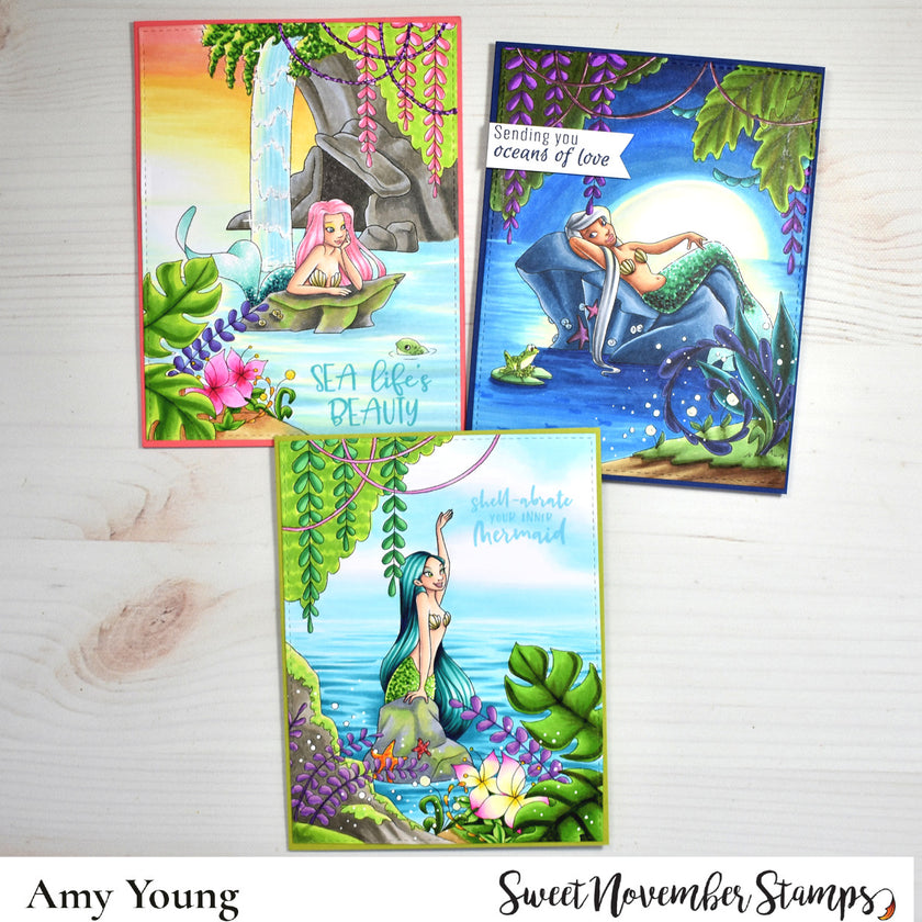 Digital Stamp - Mermaid Lagoon: Background Builder Set